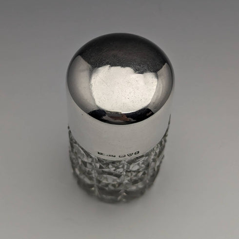 1905年 英国アンティーク カットグラス製 香水瓶 純銀蓋 S Blankensee